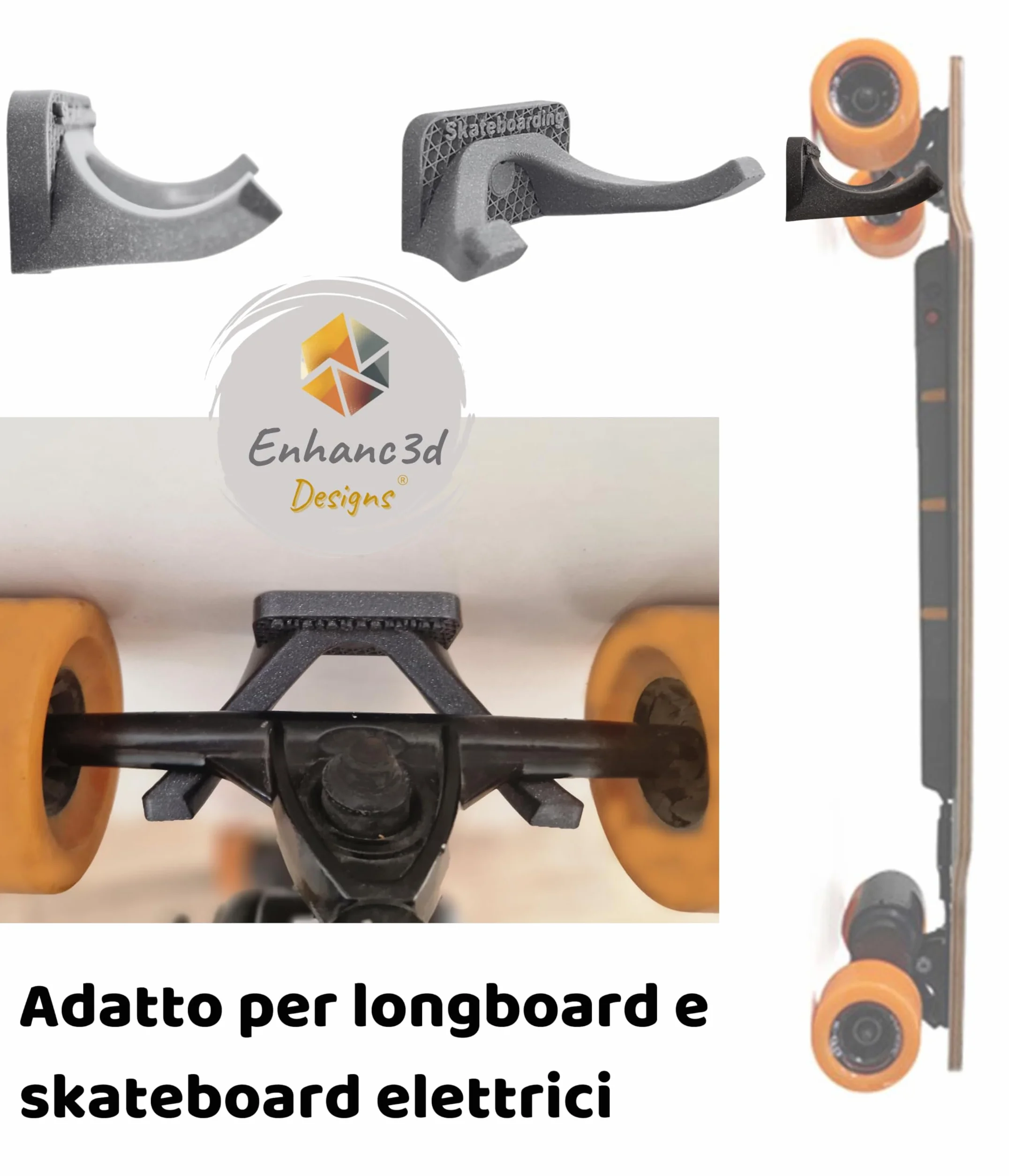 Supporto da parete per skateboard design moderno 1 unità