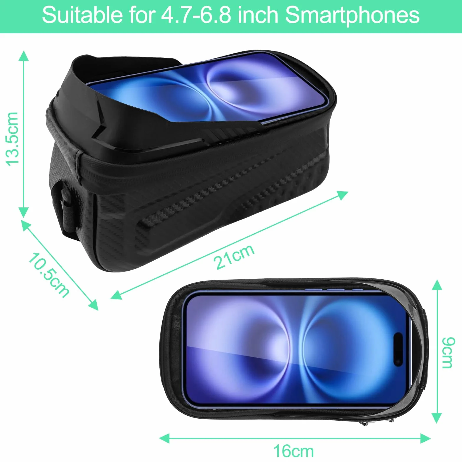 Borsa Telaio da Bicicletta Impermeabile 6.8 Pollici Touchscreen TPU Sgancio Rapido, Accessori MTB