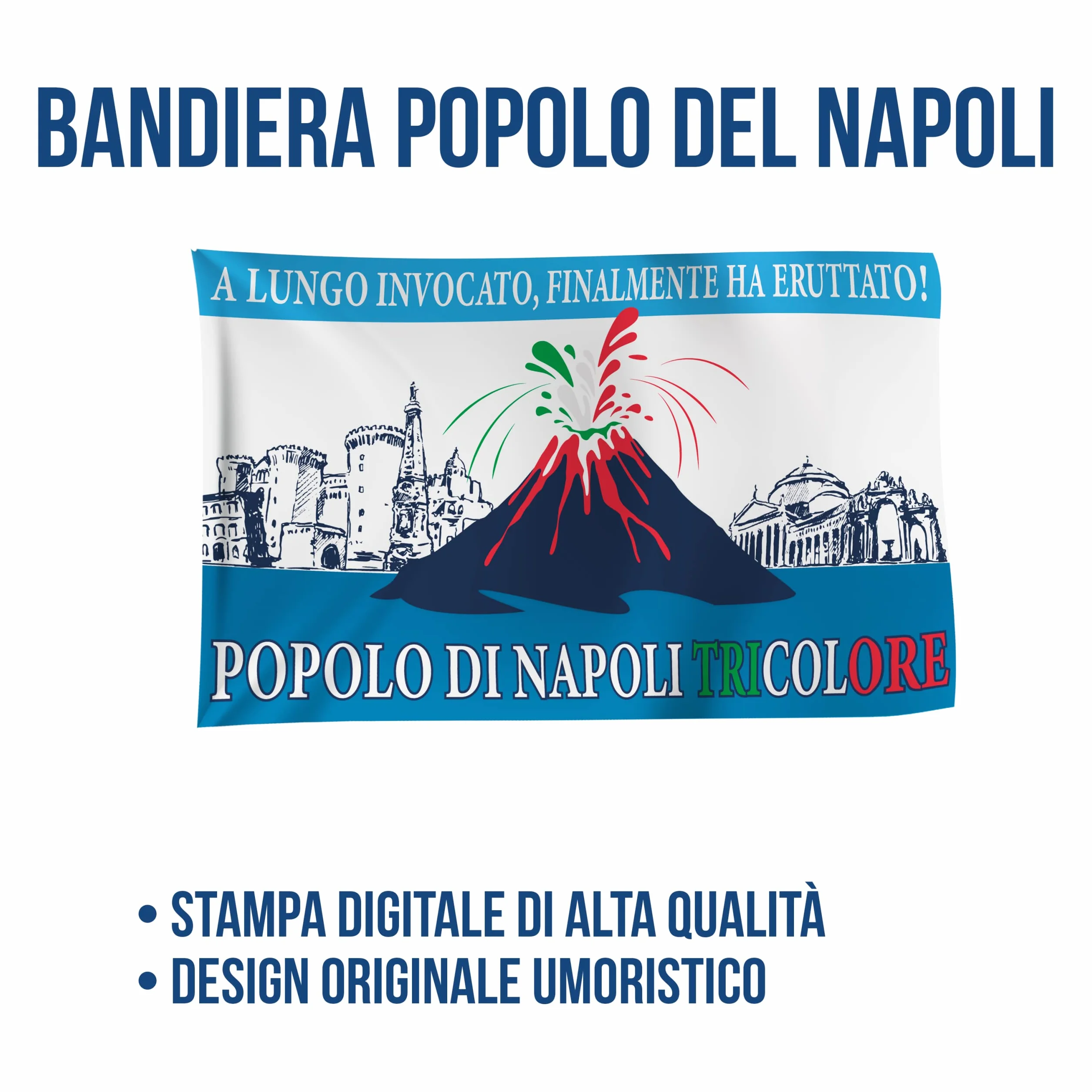 Bandiera 4° Scudetto Popolo di Napoli 90x150 cm Gadget Tricolore Regalo Tifoso Calcio