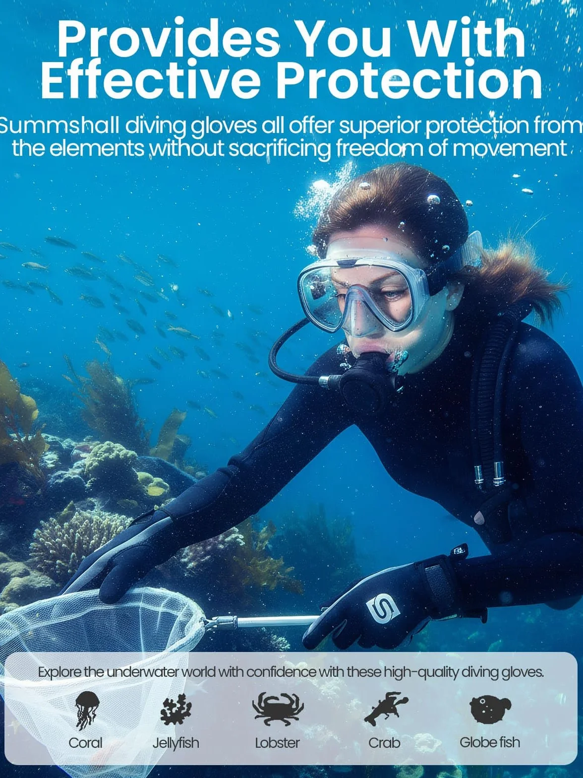 Guanti in neoprene 2 mm antiscivolo per immersioni snorkeling surf