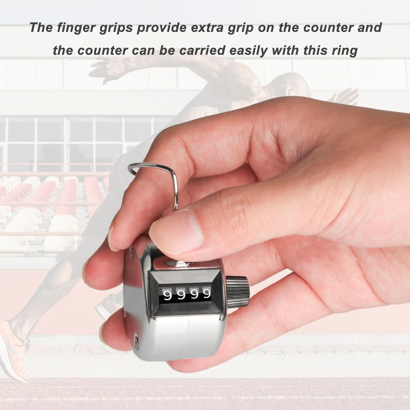 Contapersone Manuale in Metallo con Display a 4 Cifre, Contatore a Clicker Portatile per Corsa Golf Baseball
