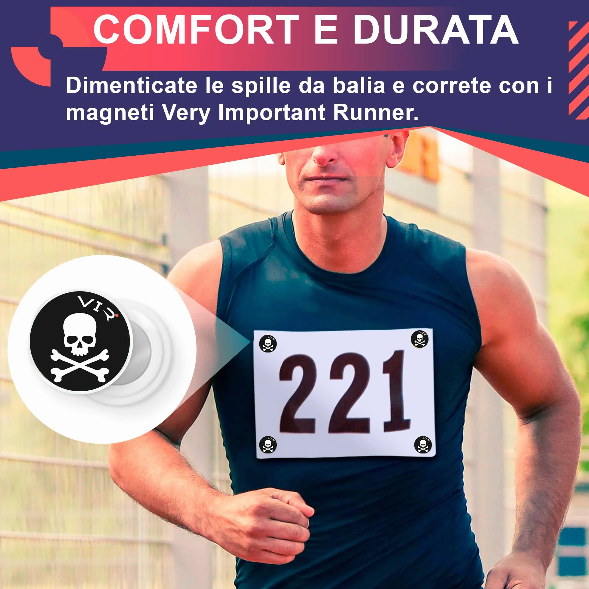 Magneti Pettorali Running Ultra Forti - 4 Pezzi - Fissaggio Sicuro per Maratona, Trail e Triathlon