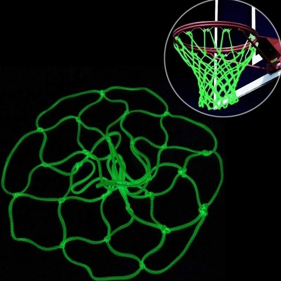 Rete da basket verde fluorescente in nylon intrecciato autoluminosa per esterni