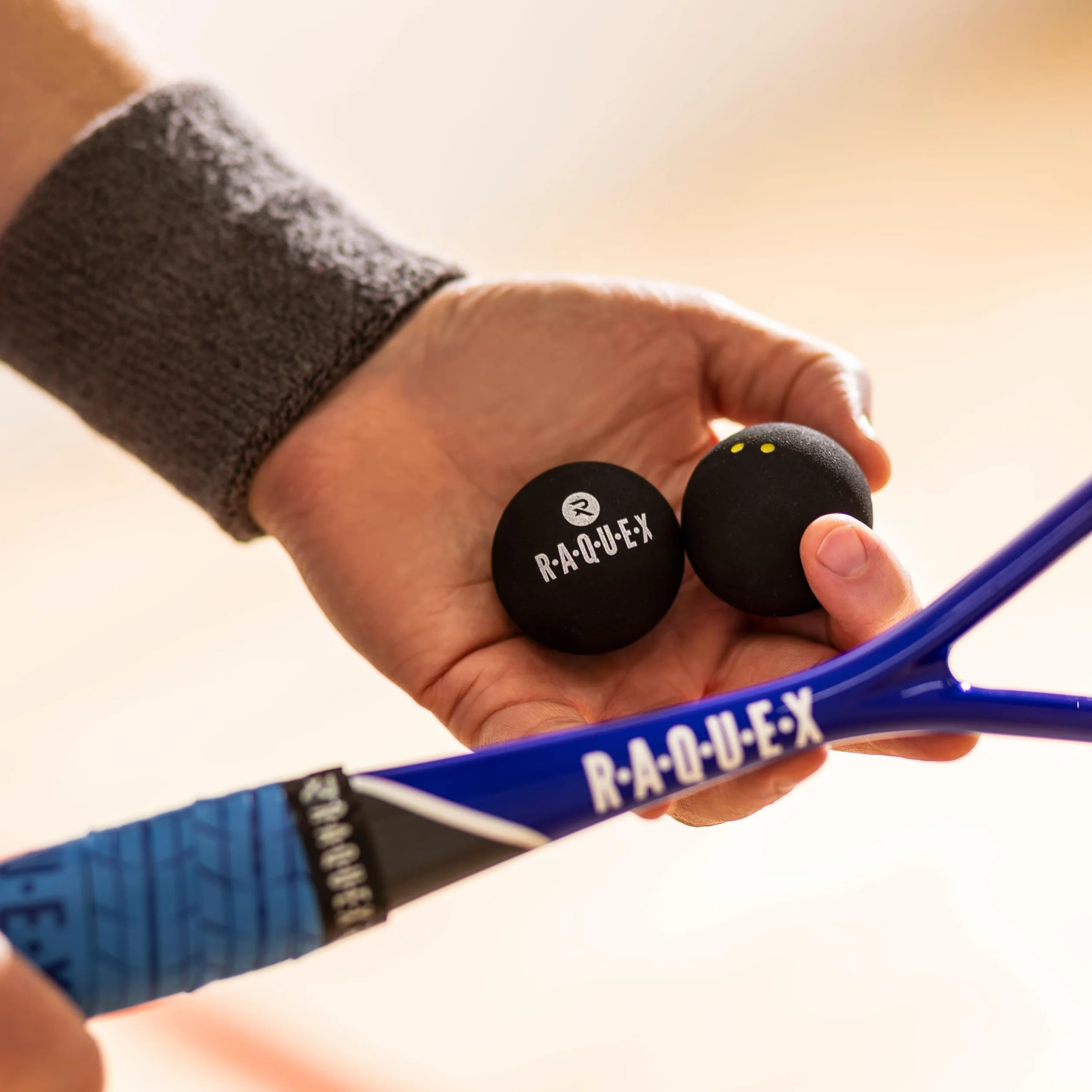Raquex Palline da Squash Tubo 3-4 Velocitàs Punto Rosso Blu Giallo Singolo Doppio