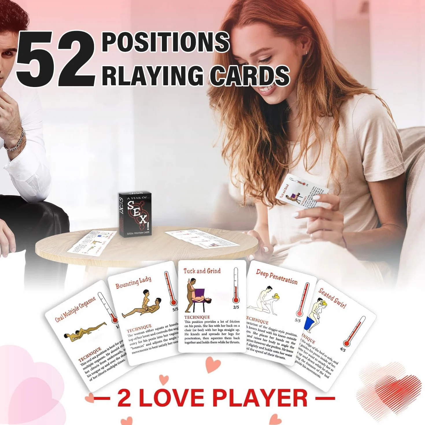 Kamasutra Poker Cards 50-Piece Adult Board Game for Couples