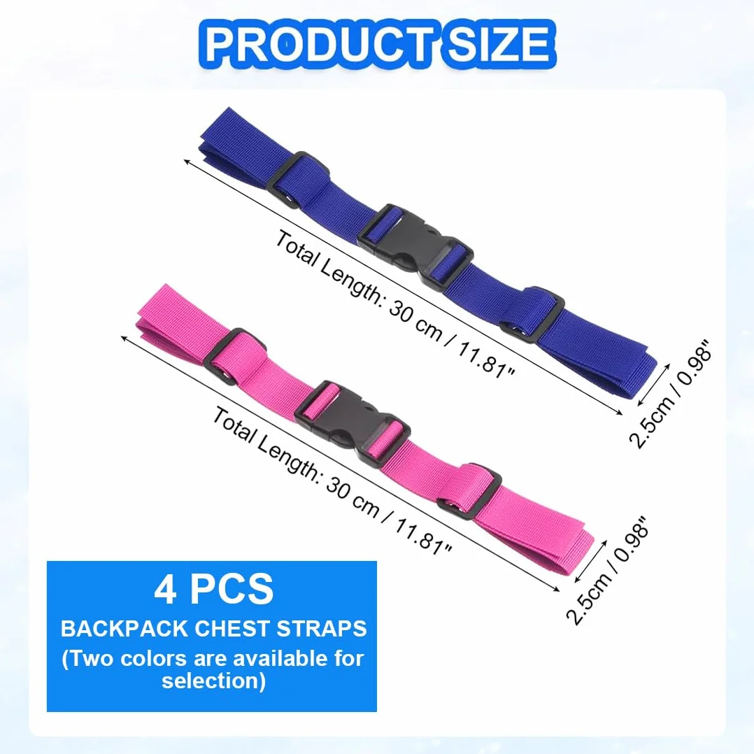 4 Pcs cinghie, cinghia, Cinghia Toracica Zaino, Cinturino Sterno per Zaino Regolabile Cinturino per Zaino Antiscivolo Resistente, per Zaino Adulti e Bambini, Jogging, Viaggi all'Aria Aperta