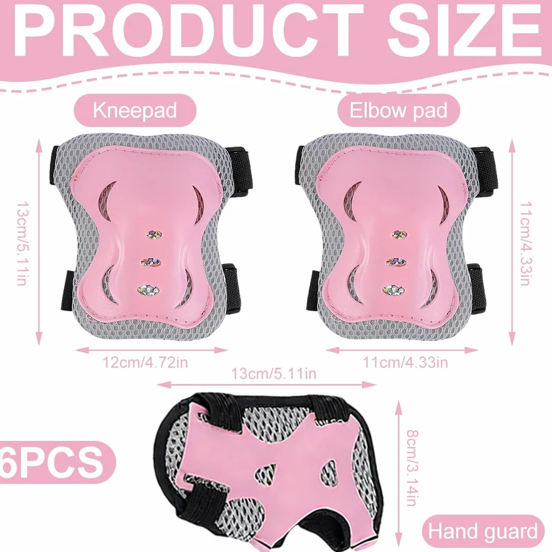 Set di Protezioni per Bambini 6 Pezzi, Ginocchiere Gomitiere Regolabili per Skateboard Bicicletta Pattinaggio