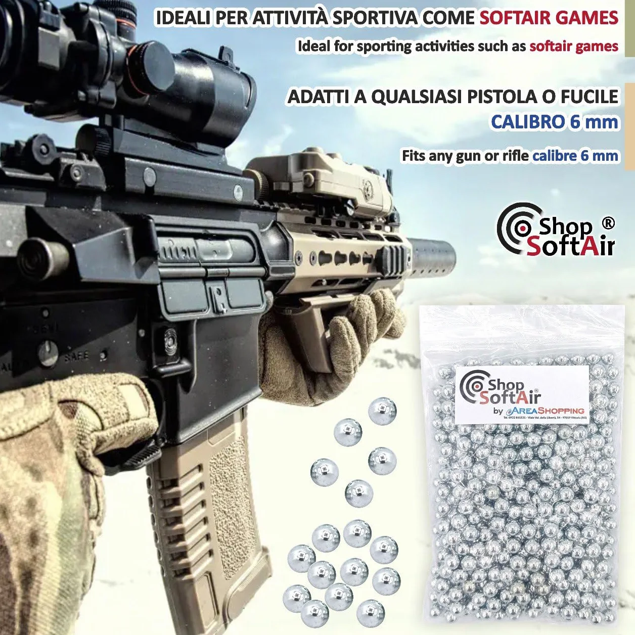 Pallini in Metallo 6 mm 0,80 g per Pistole Fucili Softair Airsoft 250 pezzi