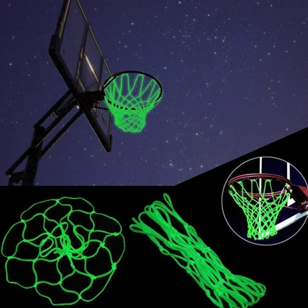 Rete da basket verde fluorescente in nylon intrecciato autoluminosa per esterni