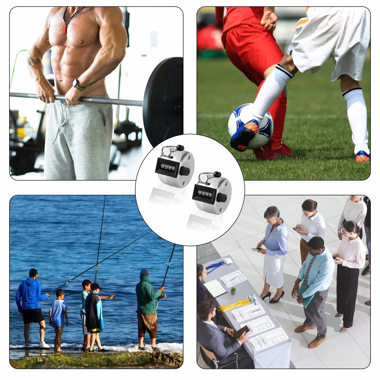 Contapersone Manuale in Metallo con Display a 4 Cifre, Contatore a Clicker Portatile per Corsa Golf Baseball