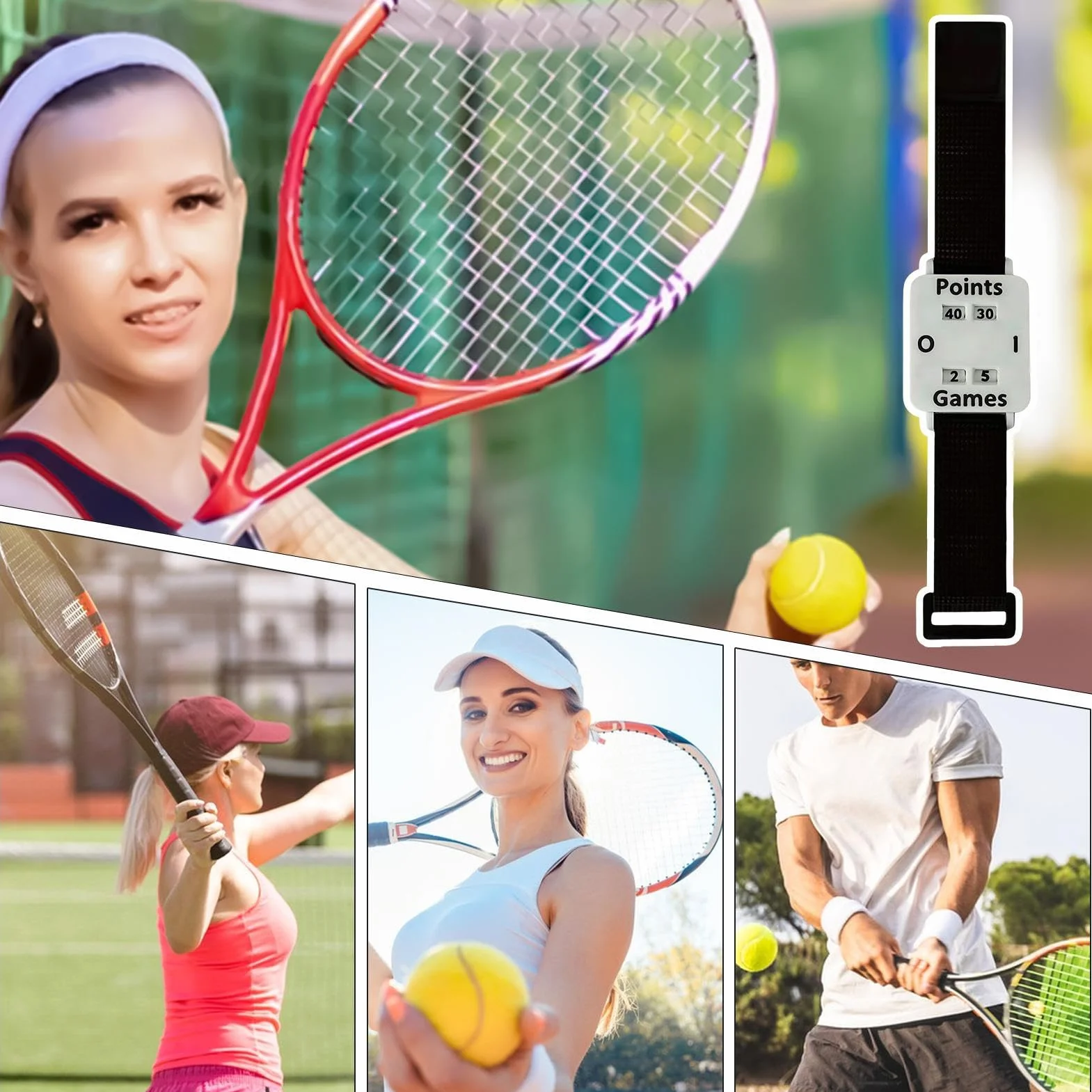 Bracciale Contatore Punteggi – Misuratore Regolabile Grande Schermo Cinturino da Polso Tennis per Adulti Uomini Donne Sport