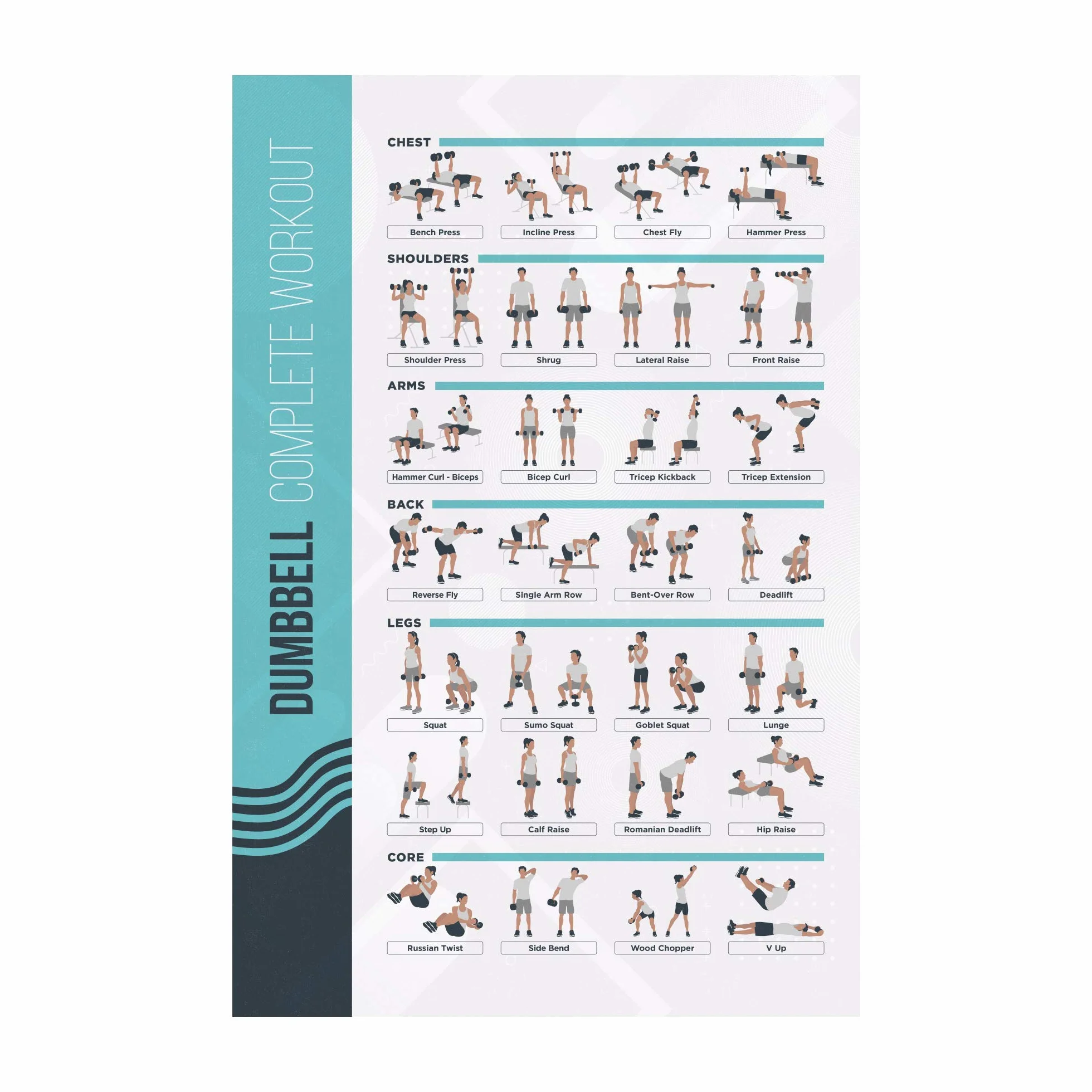 FitMate Poster per esercizi con manubri e pesi gratuiti 42 x 63 cm decorazione palestra casa