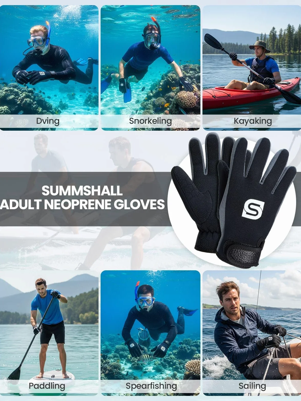 Guanti in neoprene 2 mm antiscivolo per immersioni snorkeling surf