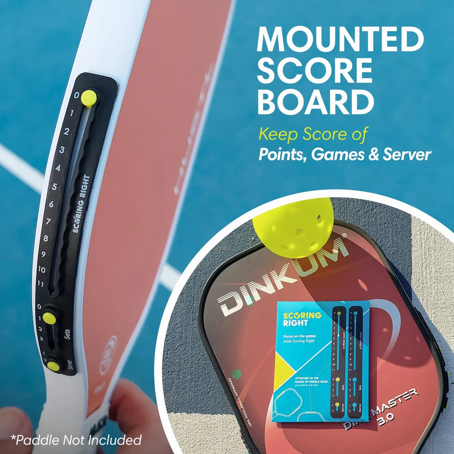 Scoring Right Segnapunti Racchette Pickleball, Contapunti Ultra Leggero Adesivo 3M, Accessori Pickleball Set 2 Szt, 3,2 g