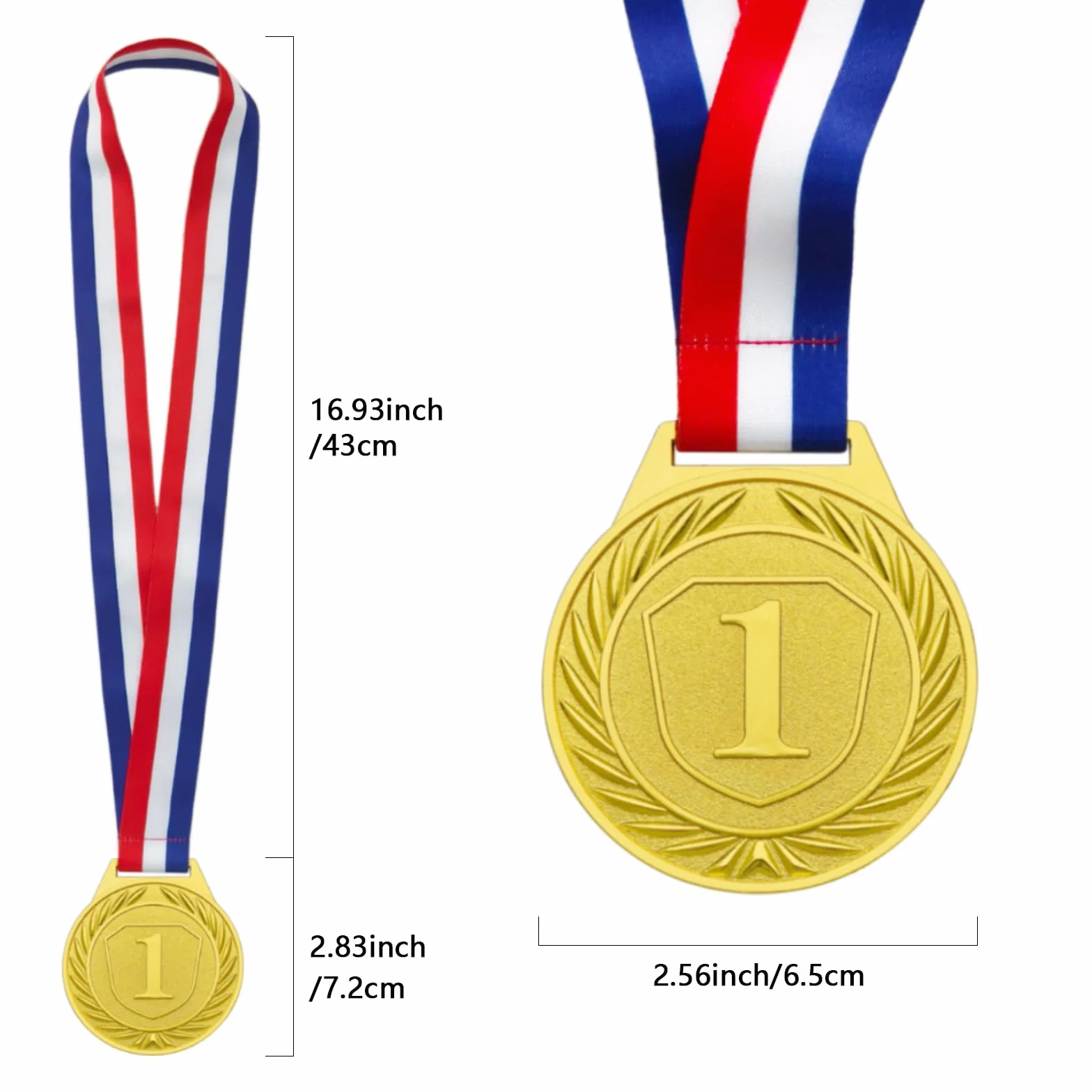 Medaglie per Bambini 3 Pezzi Oro Argento Bronzo con Nastro, Medaglia in Metallo per Giornata Sportiva