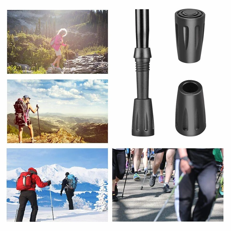 Gommini per Bastoncini da Nordic Walking 16 Pezzi Protezioni in Gomma Nero Ricambio