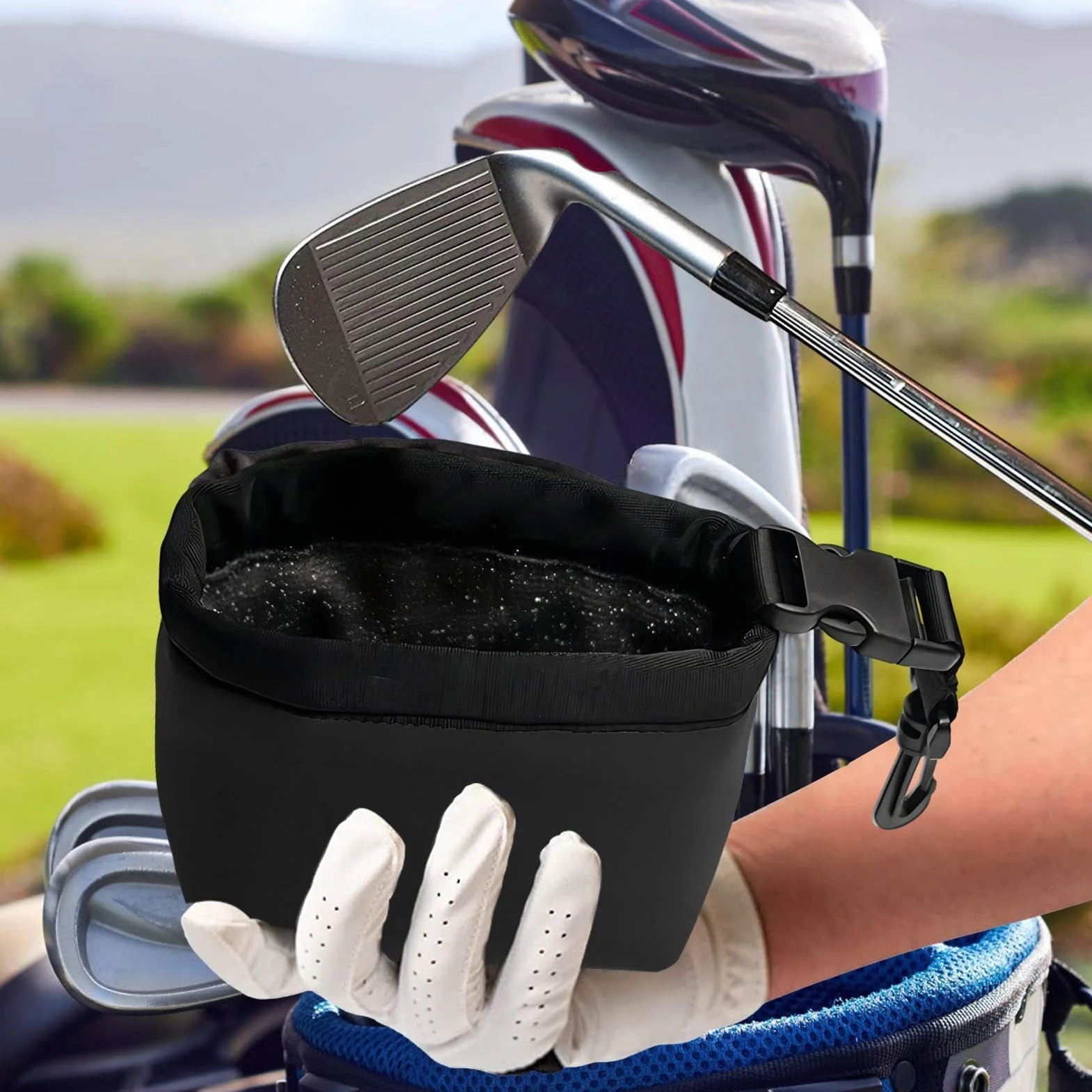 Sacca Per La Pulizia Delle Mazze Da Golf, Staccabile Portatile Multifunzionale, Nero