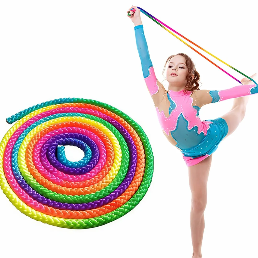 Corda Ginnastica Ritmica Arcobaleno 3M 8mm Allenamento Competizione