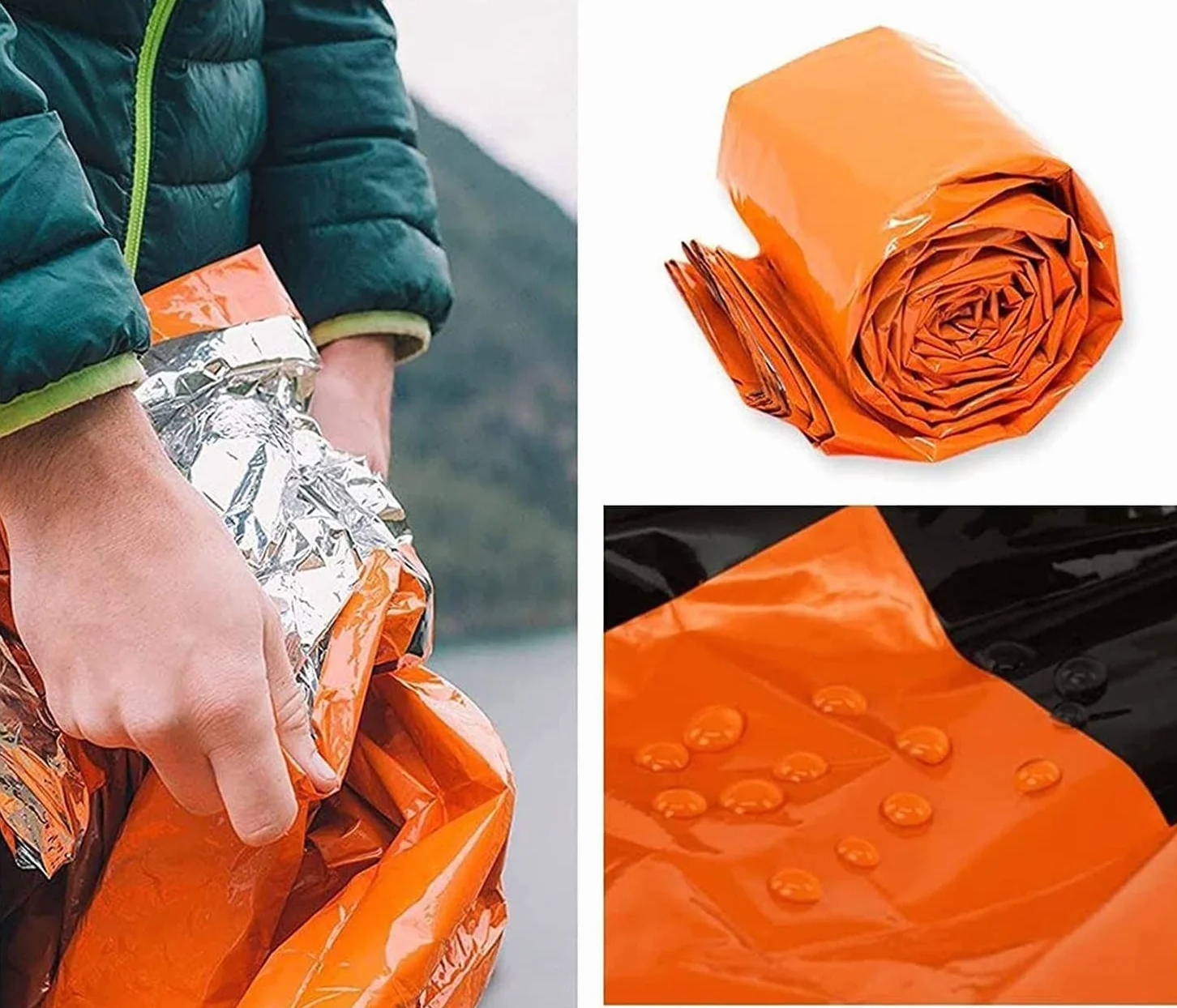 HONYAO Coperta di Sopravvivenza Riutilizzabile, Sacco a Pelo d'Emergenza per Outdoor Campeggio Trekking