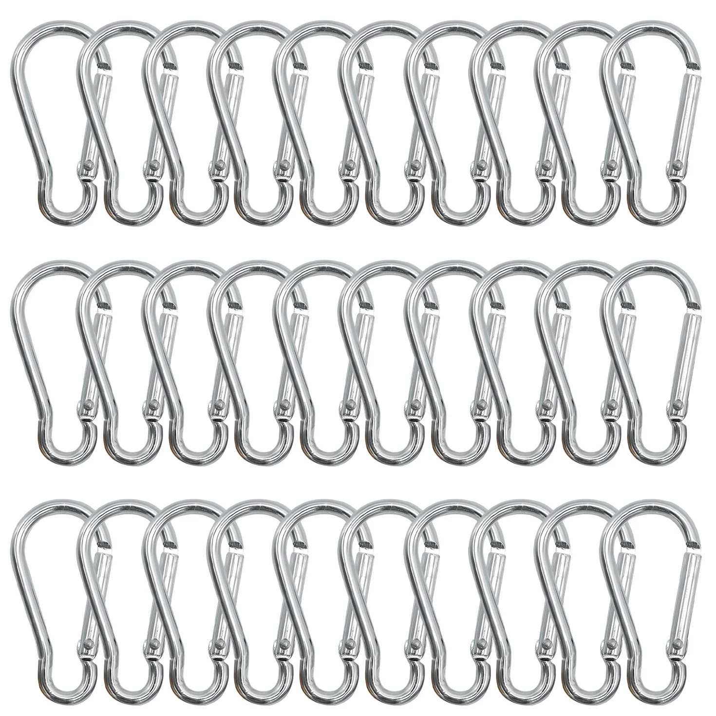 GeekerChip Set di 30 Moschettoni,Moschettone in Lega di Alluminio,3.6 * 41mm,Clip Gancio a Molla Fibbia Appesa,Portante sicuro 2.5 kg,per amache,campeggio,pesca,tende da sole