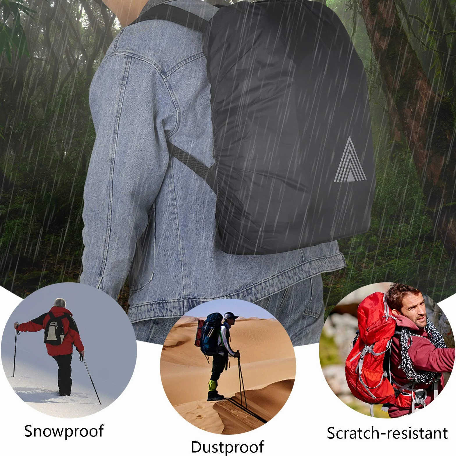 Copri Zaino per Pioggia 15-75L Impermeabile Antipioggia per Trekking Escursionismo Viaggio