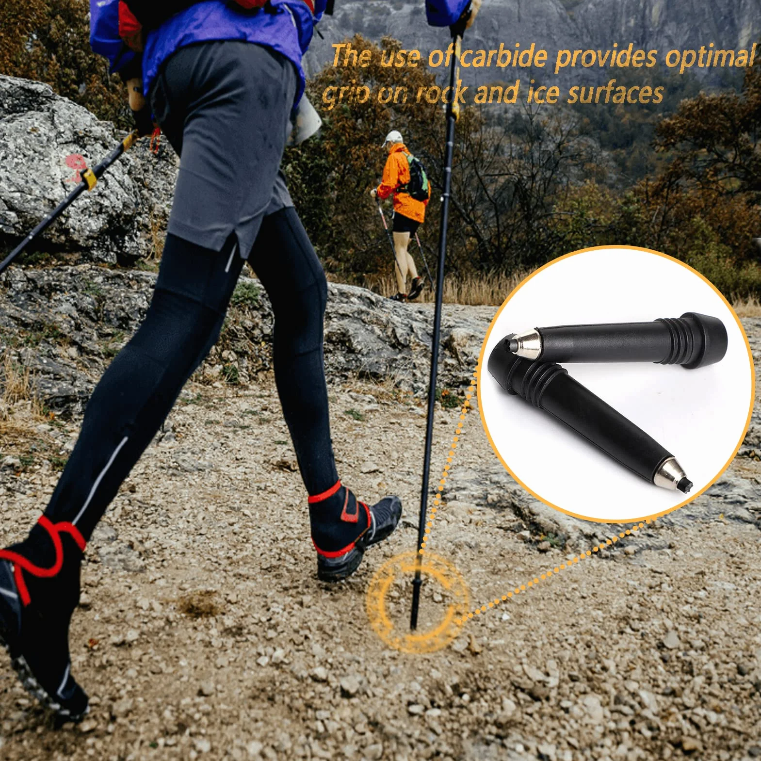 Punte universali in carburo per bastoni da trekking, 4 pezzi protezioni in gomma