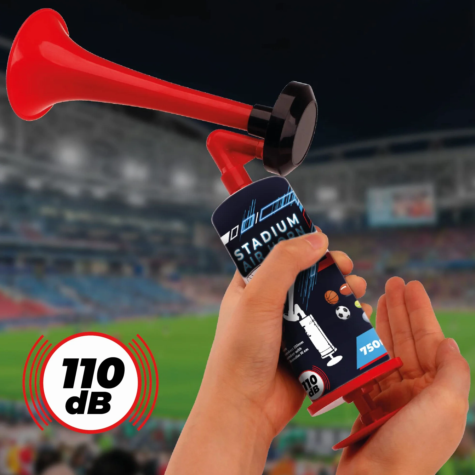Tromba da Stadio Manuale 110 dB, Senza Gas, Adatta Anche Come Tromba Nautica