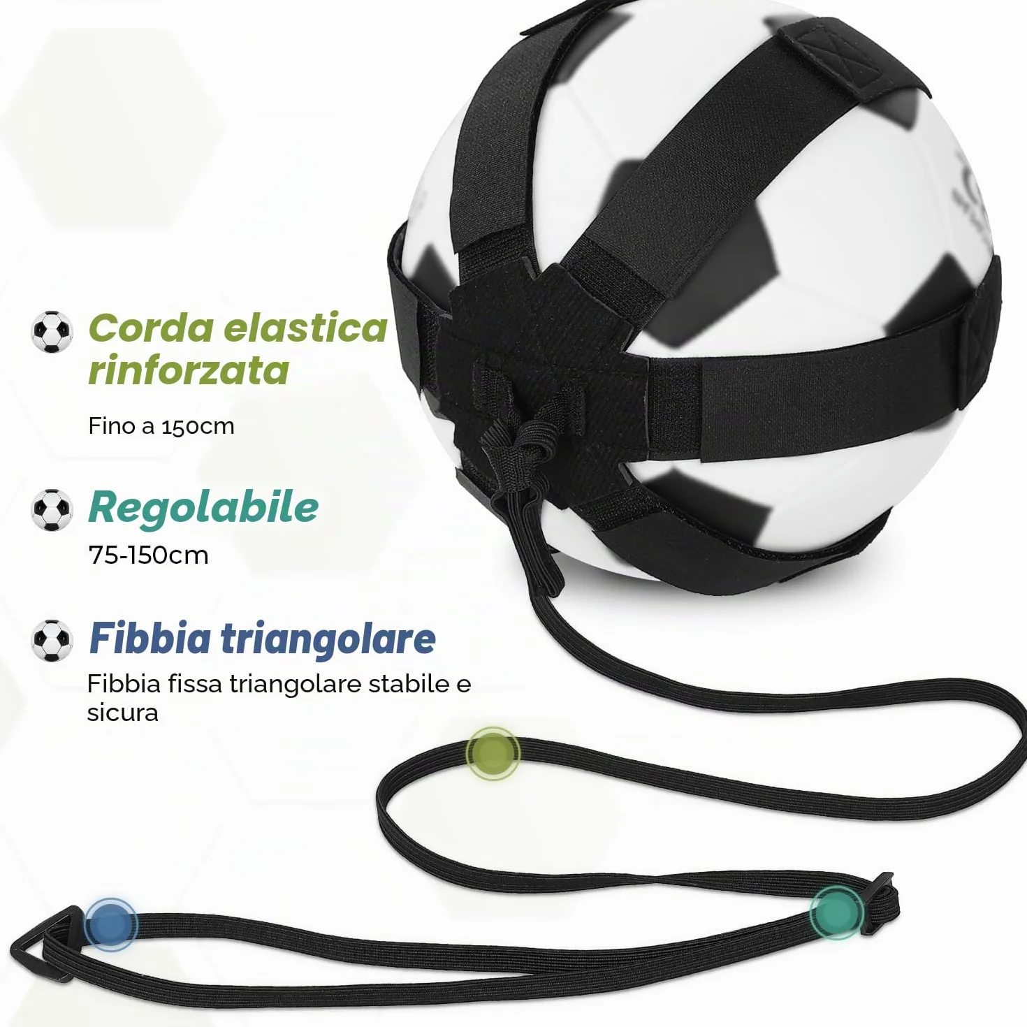 GHB Trainer da Calcio Accessori per L’Allenamento Individuale con Cintura Regolabile Bambini Controllo Palla