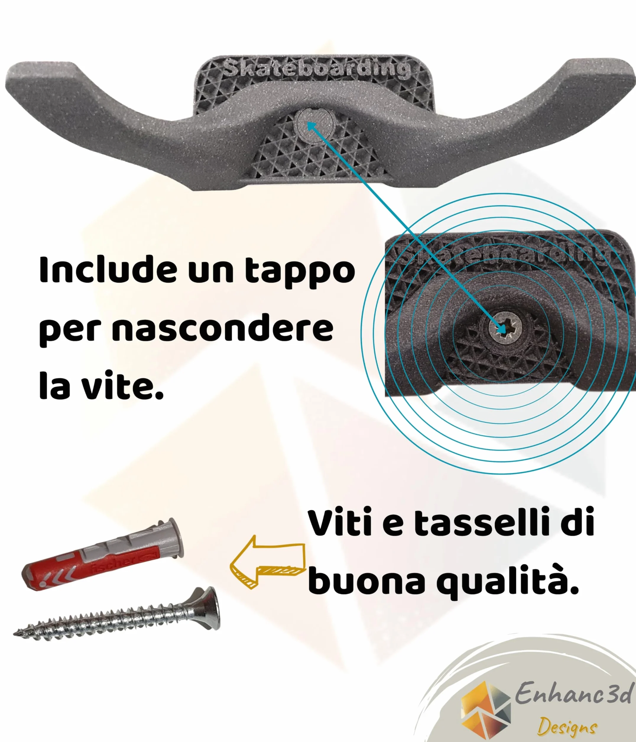 Supporto da parete per skateboard design moderno 1 unità