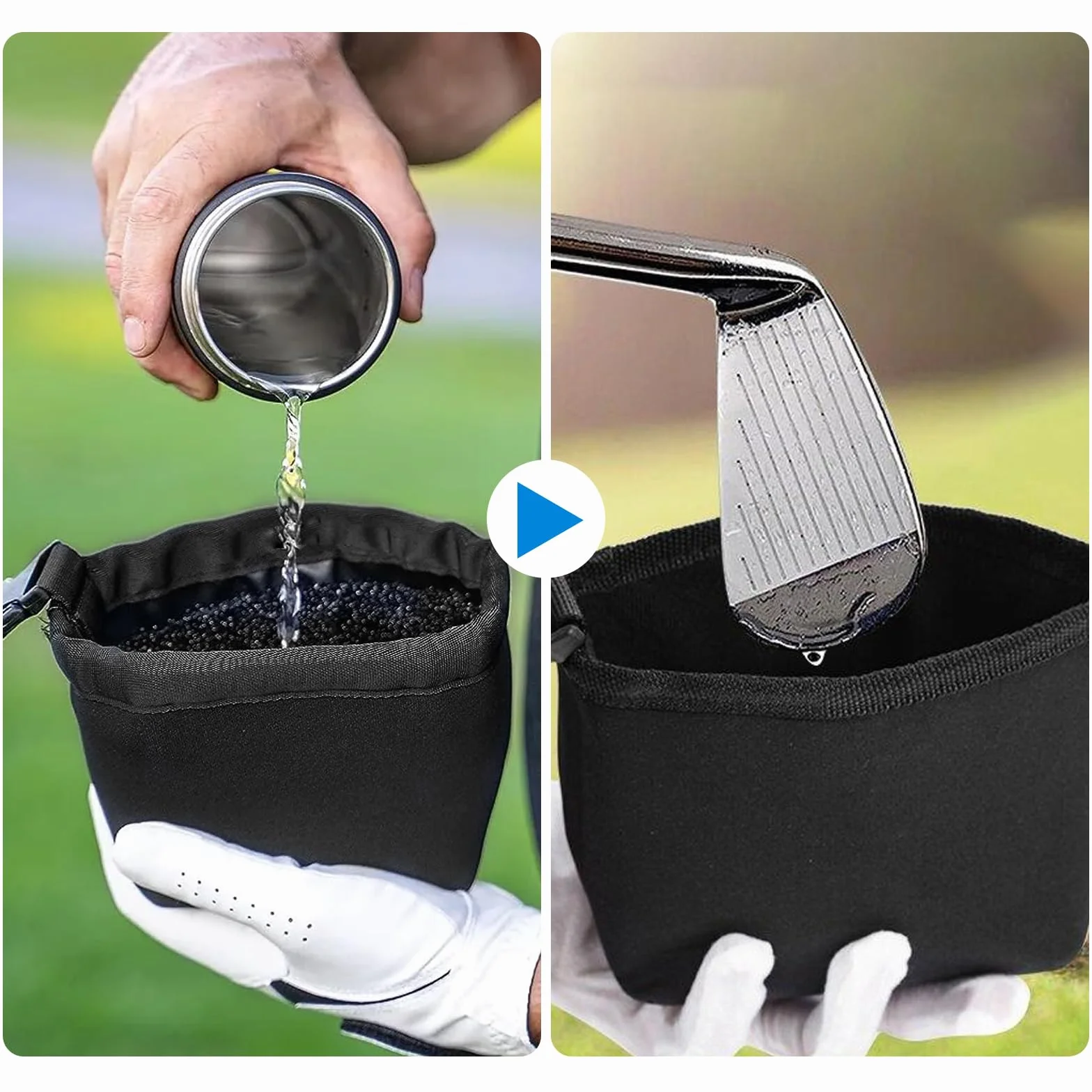Borsa per Pulizia Mazze da Golf e Palline Clip Staccabile Lavabile