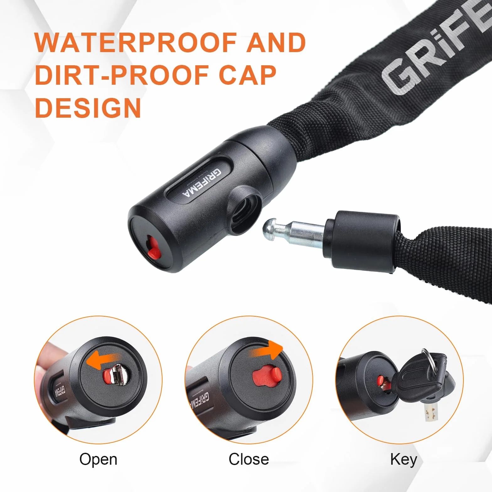 GRIFEMA GA1201-12 Lucchetto antifurto per bicicletta a catena 120 cm nero