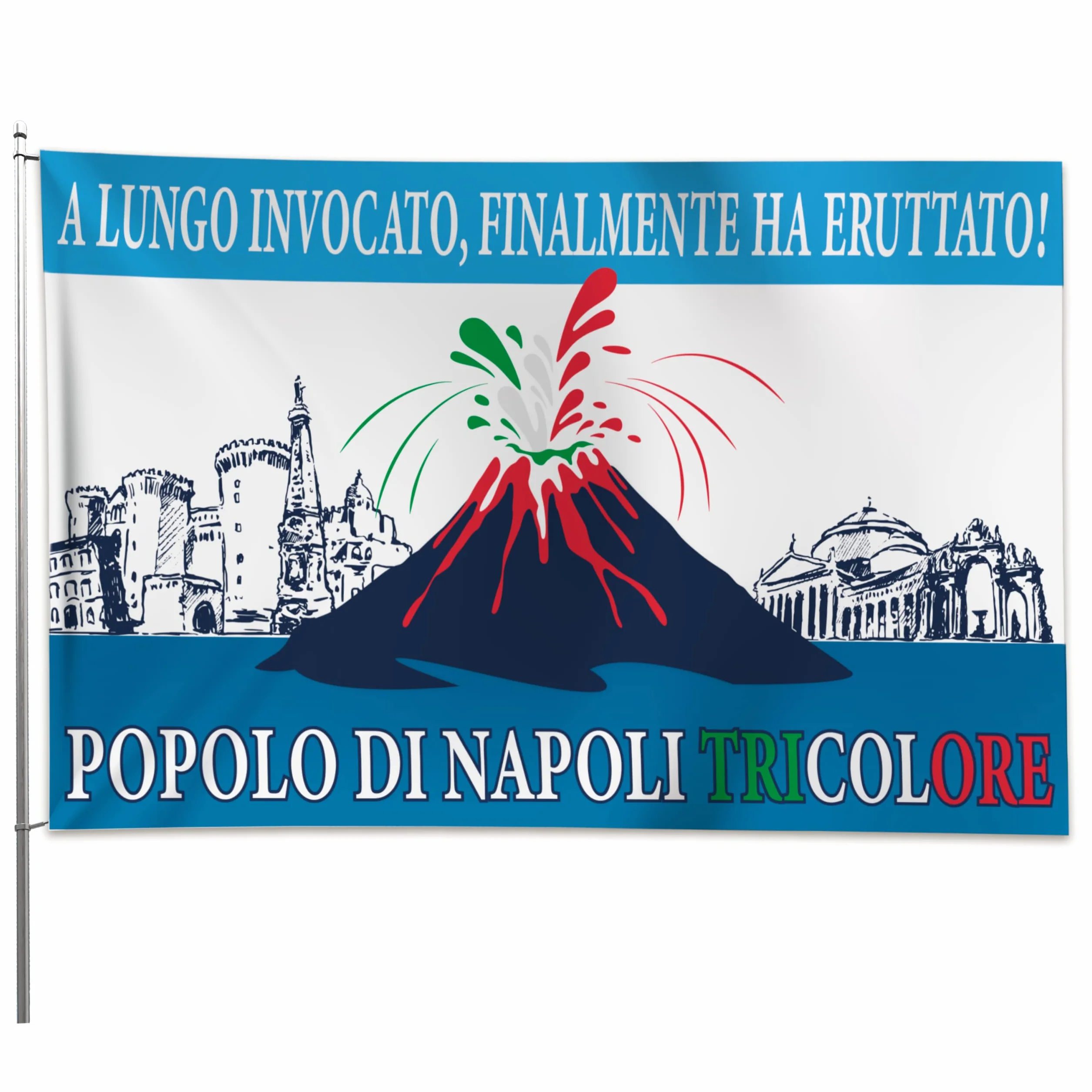 Bandiera 4° Scudetto Popolo di Napoli 90x150 cm Gadget Tricolore Regalo Tifoso Calcio
