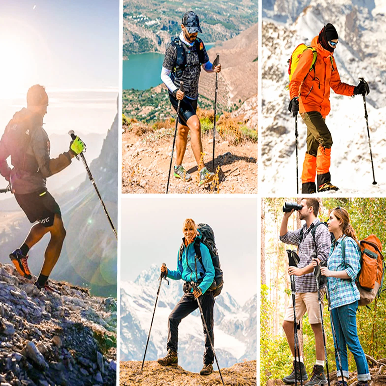 Punte universali in carburo per bastoni da trekking, 4 pezzi protezioni in gomma