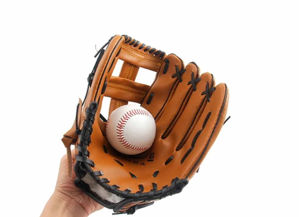 Unisex Guanti da Baseball, Softball, Pelle Outfield Guanto Addensare per Bambini Adulto (Marrone, Asia M)