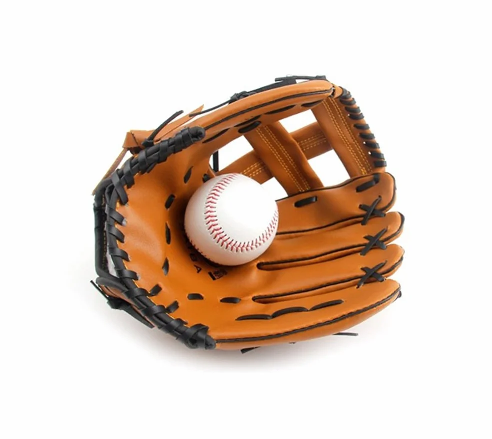 Unisex Guanti da Baseball, Softball, Pelle Outfield Guanto Addensare per Bambini Adulto (Marrone, Asia M)