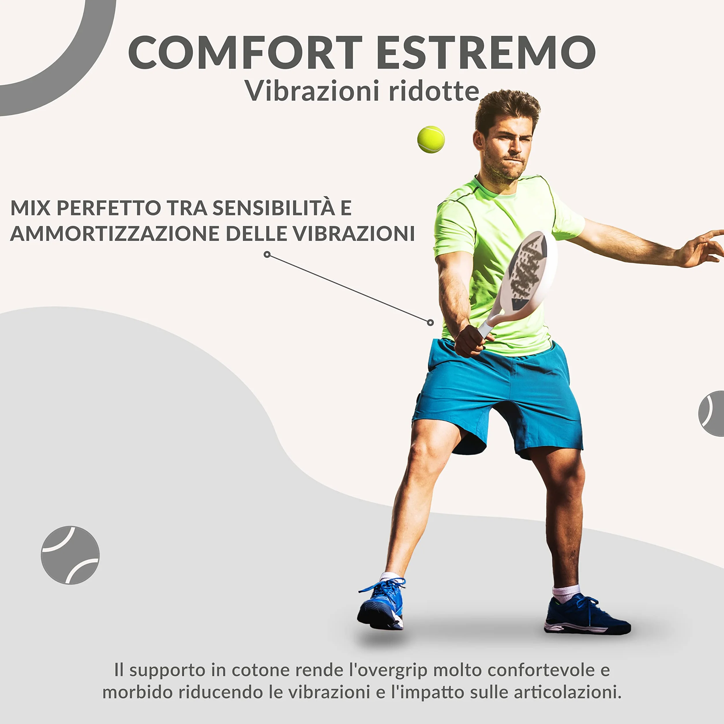 Palbea OverGrip Padel Bianco Extra Aderente Confezione da 3/6/12/22/60 Pezzi - Grip Padel Antiscivolo - Elevato Assorbimento del Sudore - Superficie Morbida