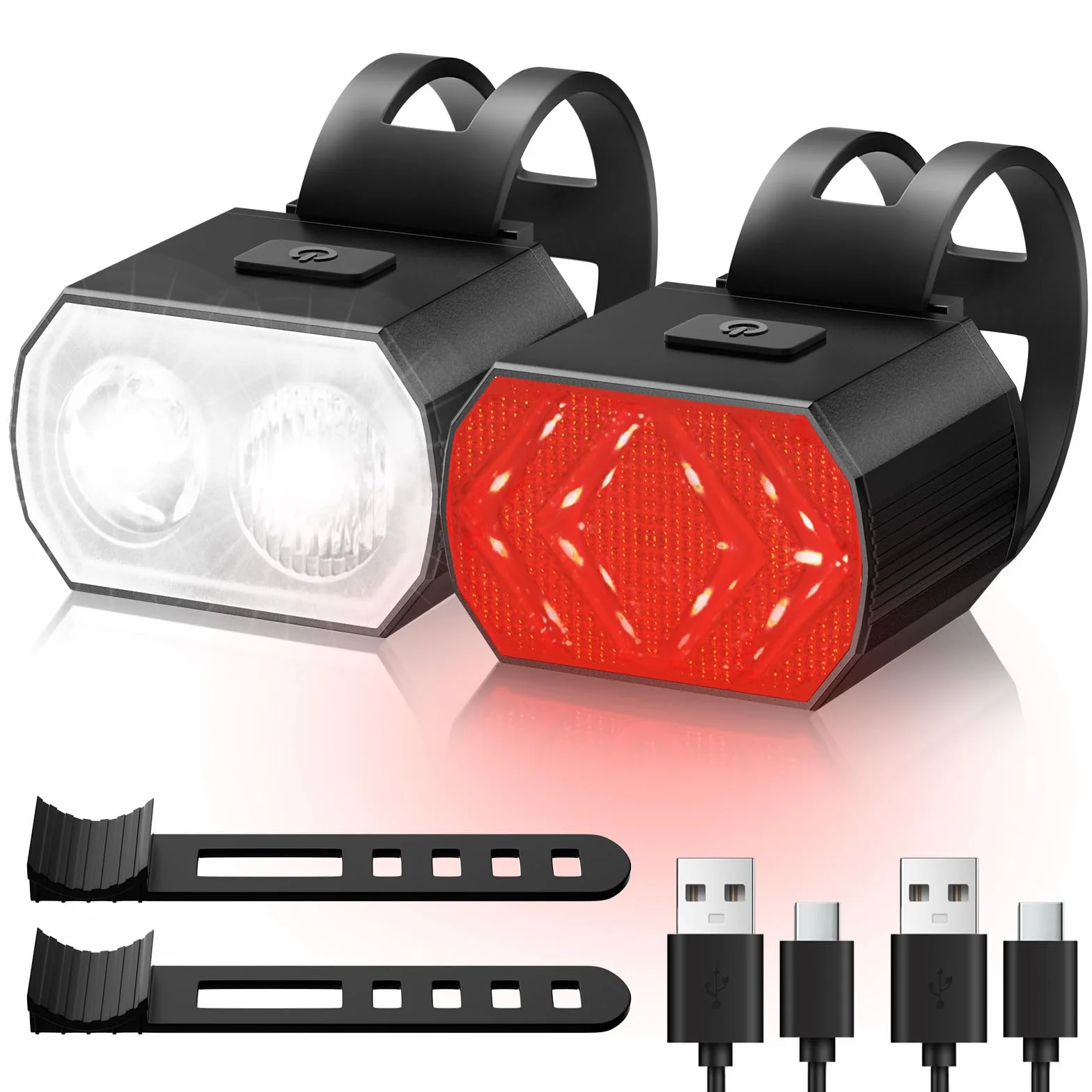 Luci Bicicletta LED USB Ricaricabili Anteriore Posteriori per MTB Bici