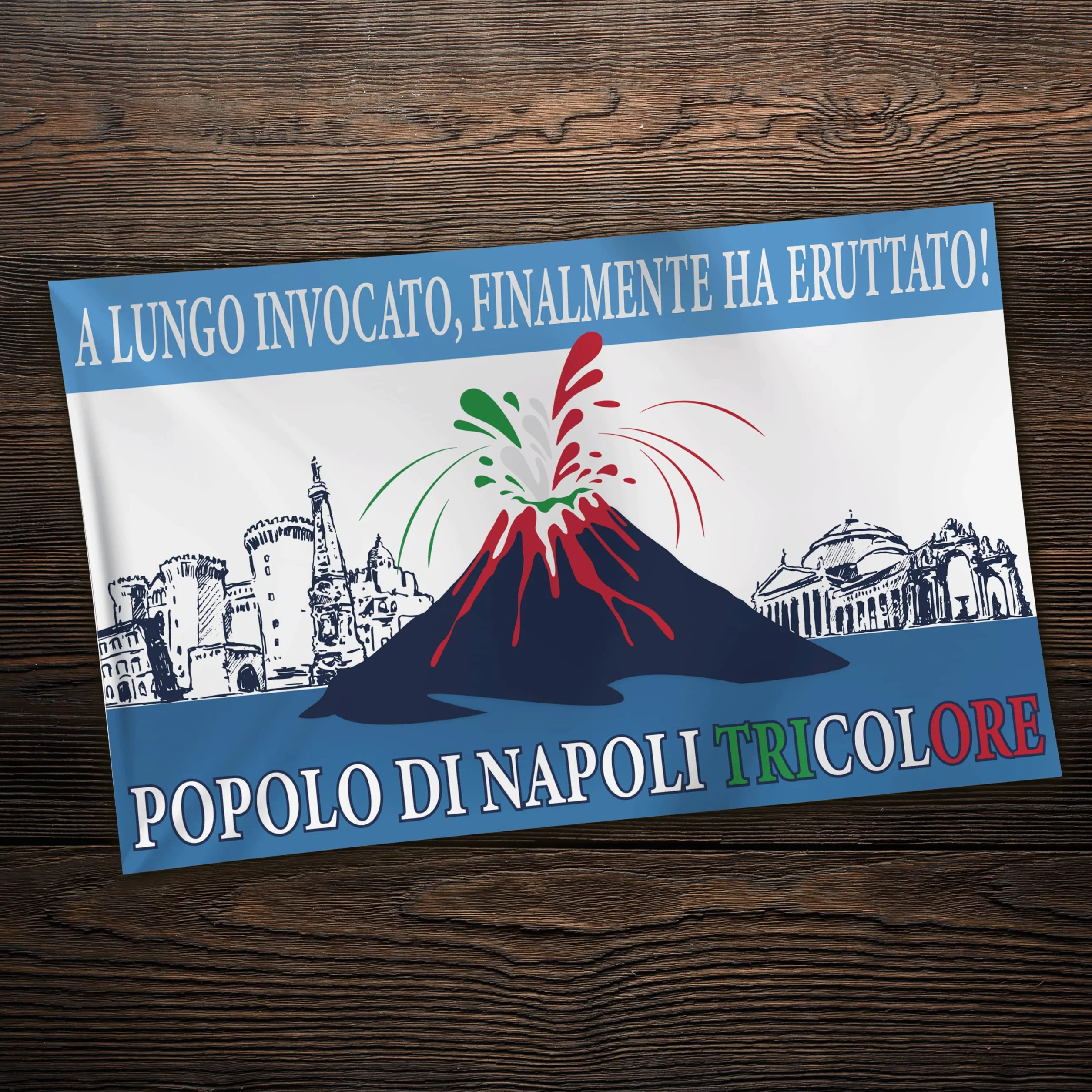 Bandiera 4° Scudetto Popolo di Napoli 90x150 cm Gadget Tricolore Regalo Tifoso Calcio