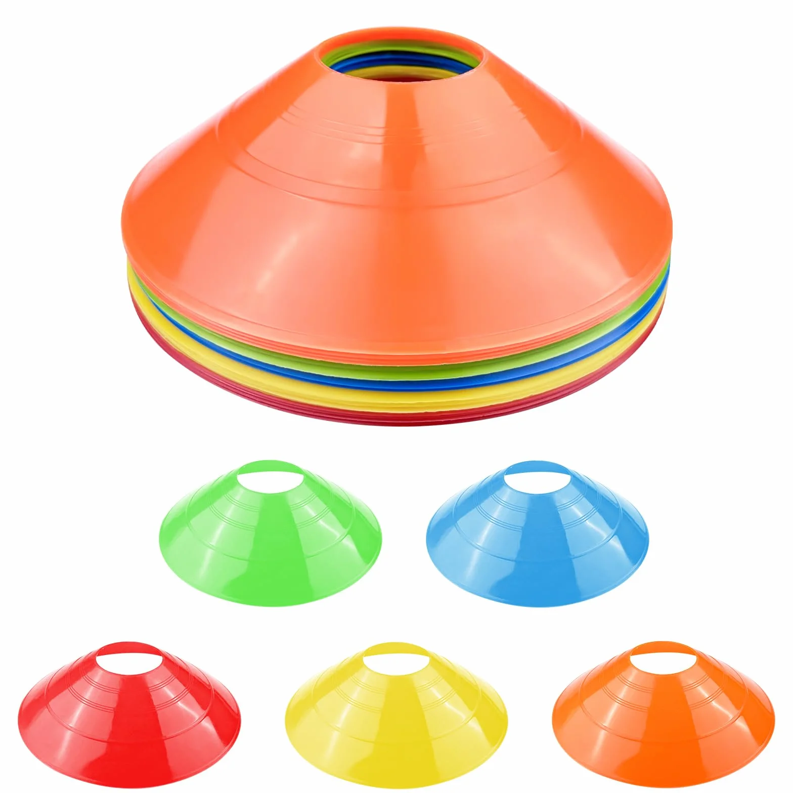 Set di Coni da Calcio, Coni Rotondi con Supporto, Dischi per Marcatura, per Hockey, Pattinaggio su Ghiaccio, Pallamano, Allenamento (5)