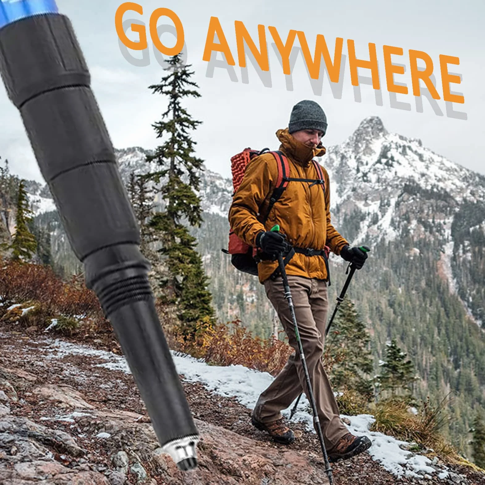 Punte universali in carburo per bastoni da trekking, 4 pezzi protezioni in gomma