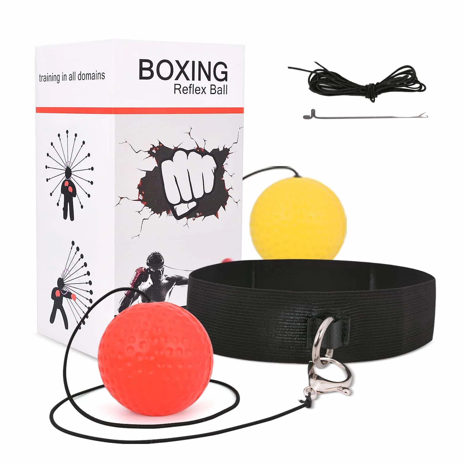 Boxing Reflex Ball, Reflex Ball Plus Fasce Regolabili, Coordinazione Occhio Mano Attrezzature da Allenamento Boxe