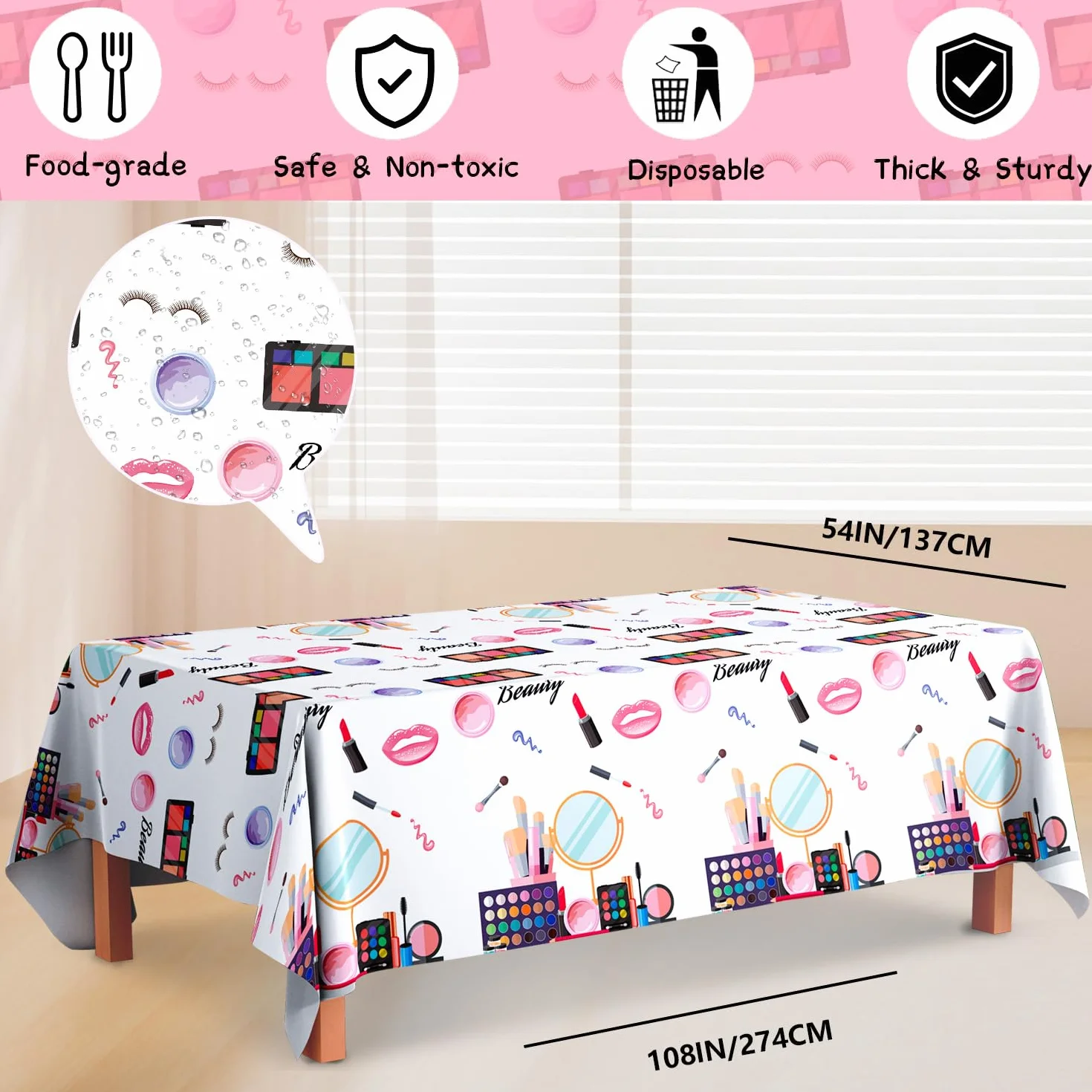 Spa Tema Tovaglia 3 Pcs Copertura Tabella Trucco Festa Compleanno Decorazioni