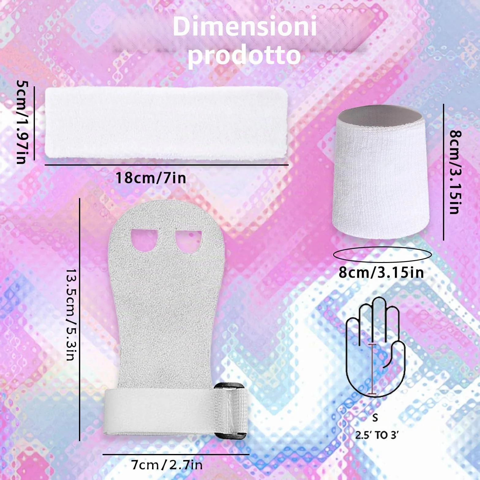 Set di 5 Grip da Ginnastica Bianchi con Polsini Assorbenti, Protezione del Palmo e Supporto al Polso per Ragazze, Bambini e Giovani