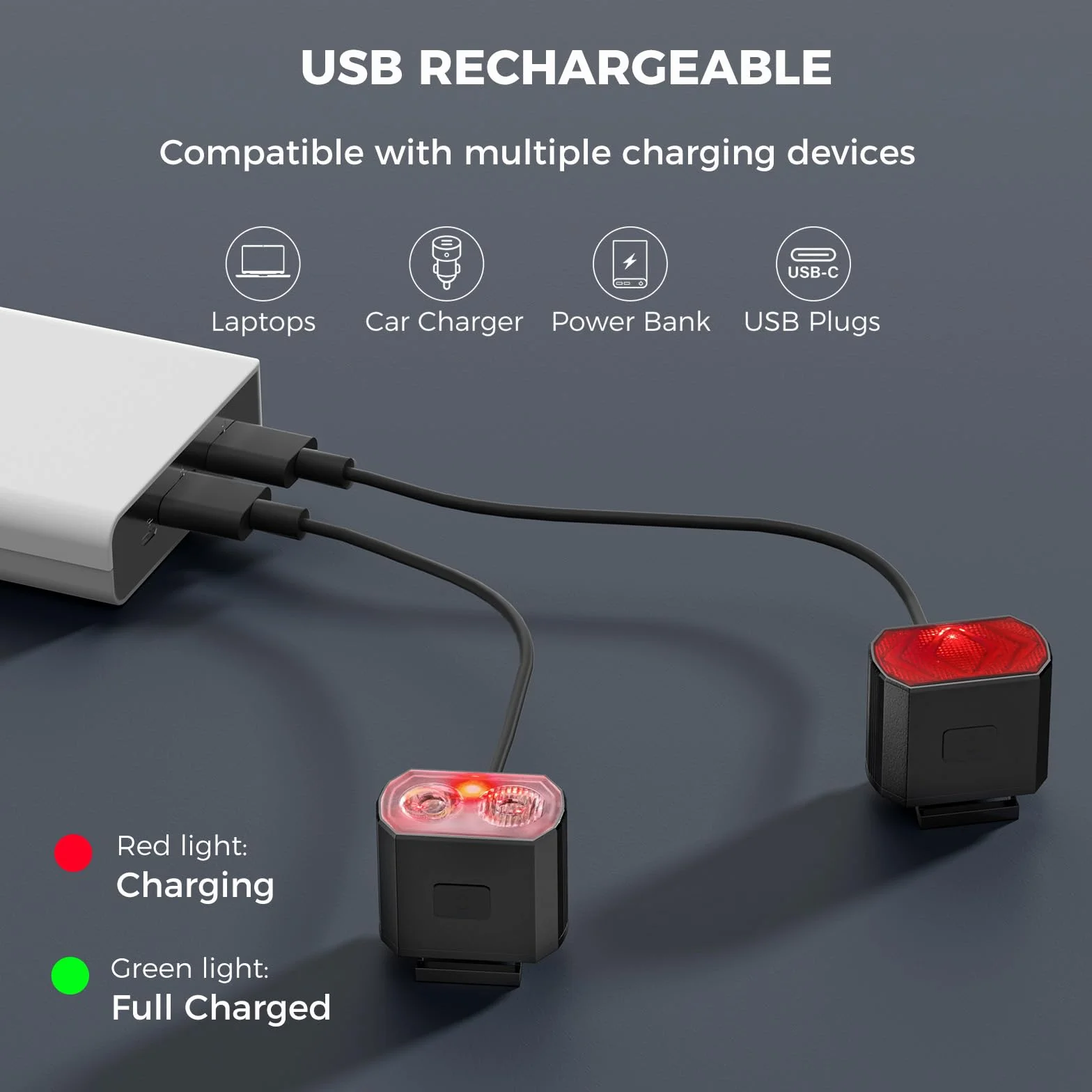Luci Bicicletta LED USB Ricaricabili Anteriore Posteriori per MTB Bici