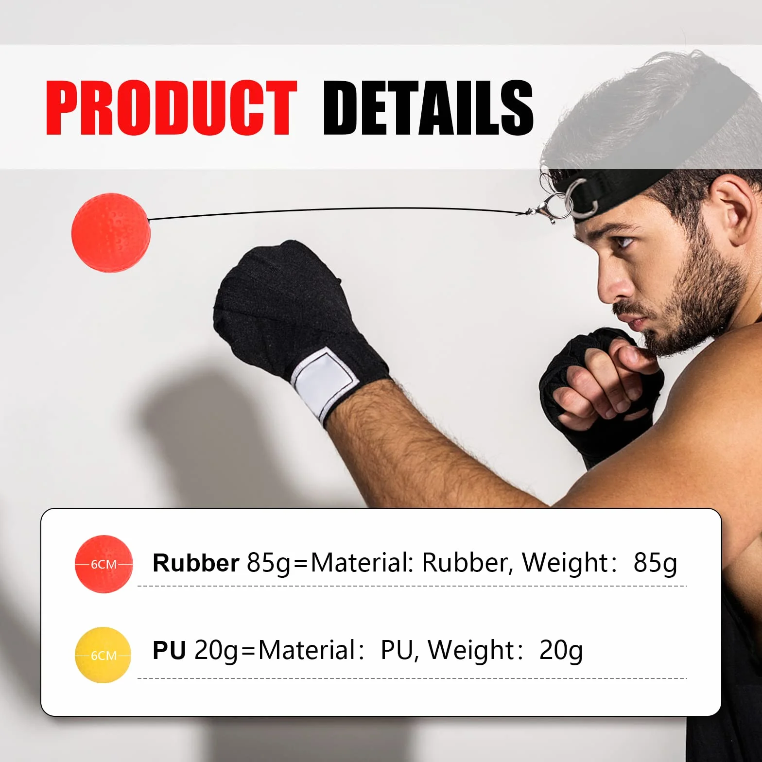 Boxing Reflex Ball, Reflex Ball Plus Fasce Regolabili, Coordinazione Occhio Mano Attrezzature da Allenamento Boxe