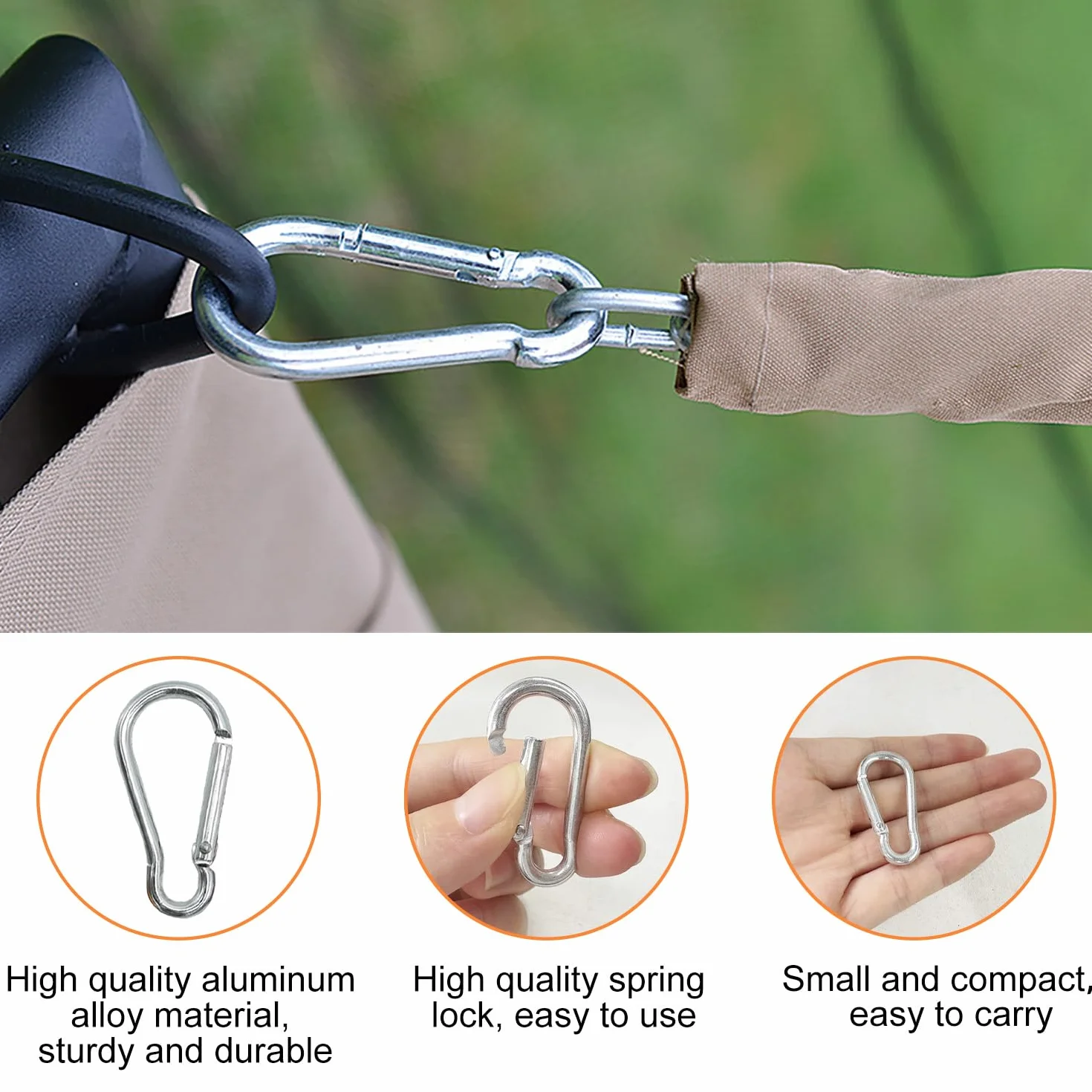 GeekerChip Set di 30 Moschettoni,Moschettone in Lega di Alluminio,3.6 * 41mm,Clip Gancio a Molla Fibbia Appesa,Portante sicuro 2.5 kg,per amache,campeggio,pesca,tende da sole