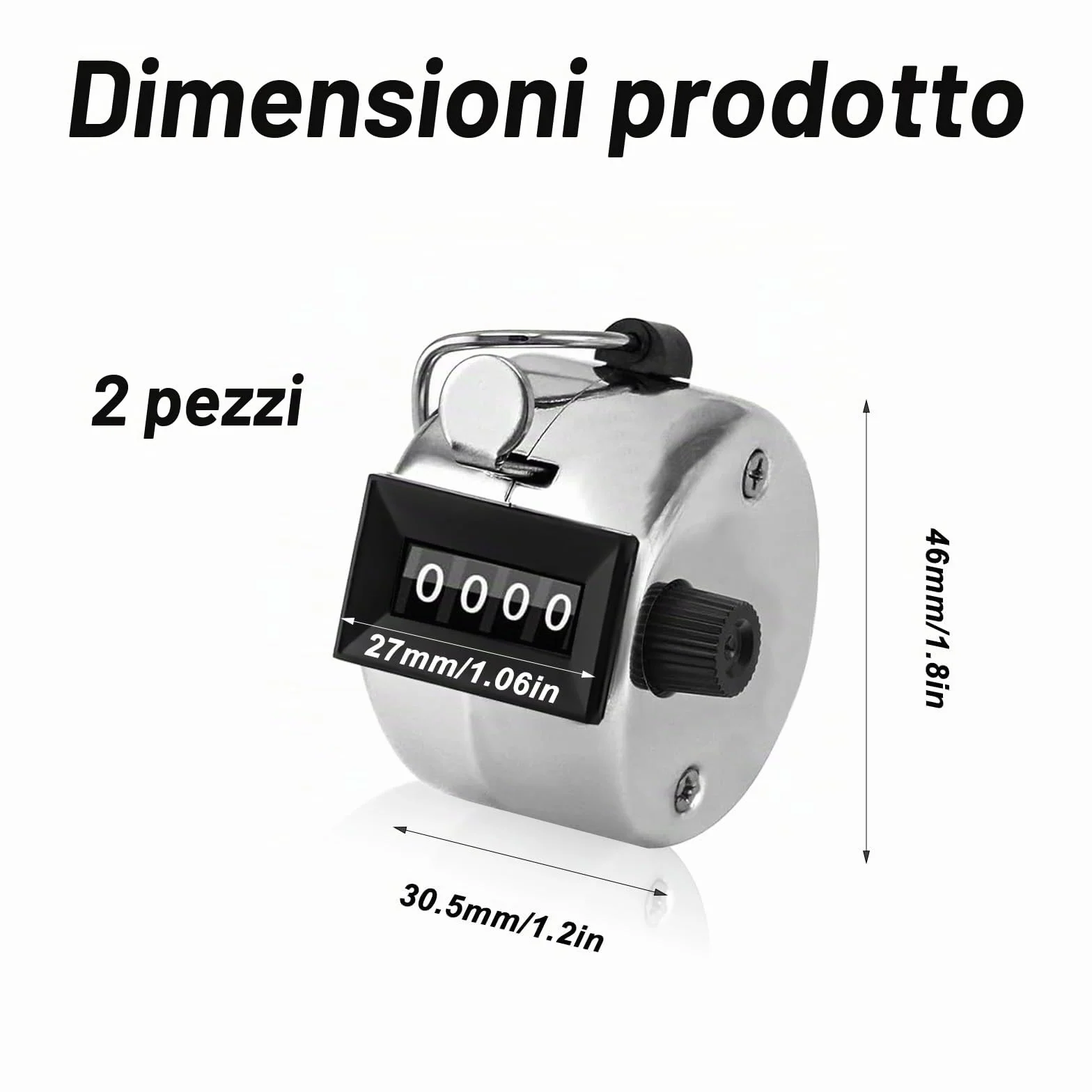 Contapersone Manuale in Metallo con Display a 4 Cifre, Contatore a Clicker Portatile per Corsa Golf Baseball