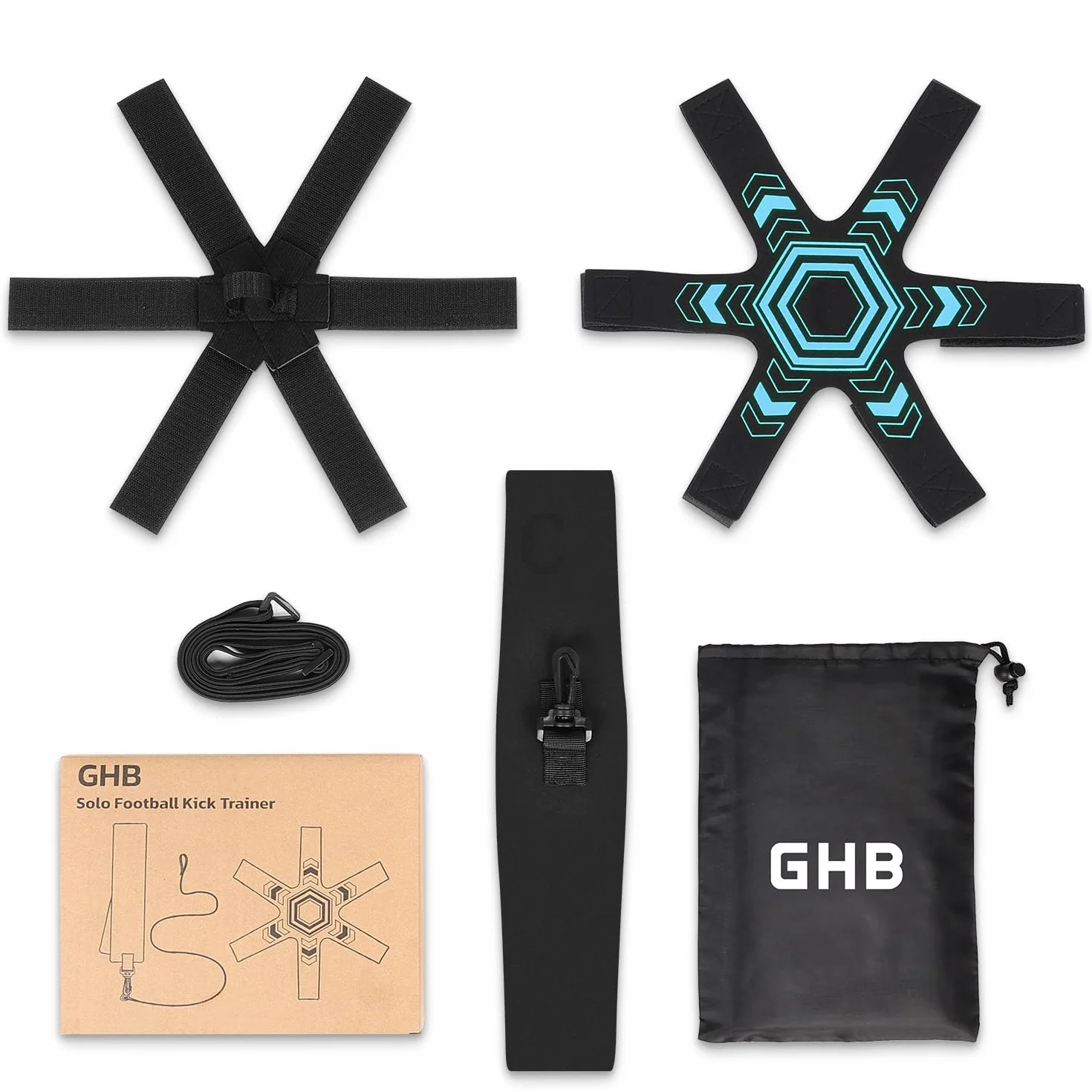 GHB Trainer da Calcio Accessori per L’Allenamento Individuale con Cintura Regolabile Bambini Controllo Palla