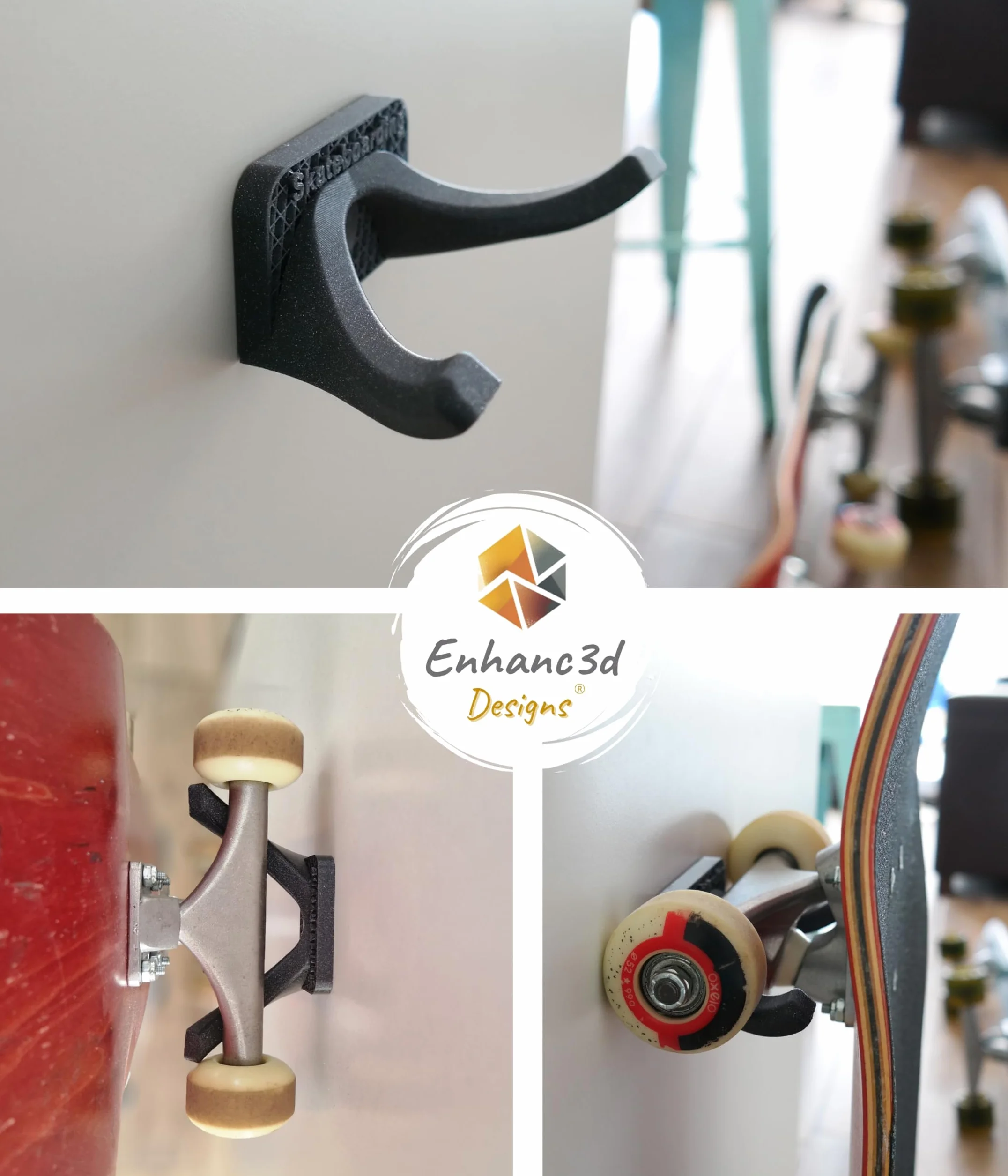 Supporto da parete per skateboard design moderno 1 unità