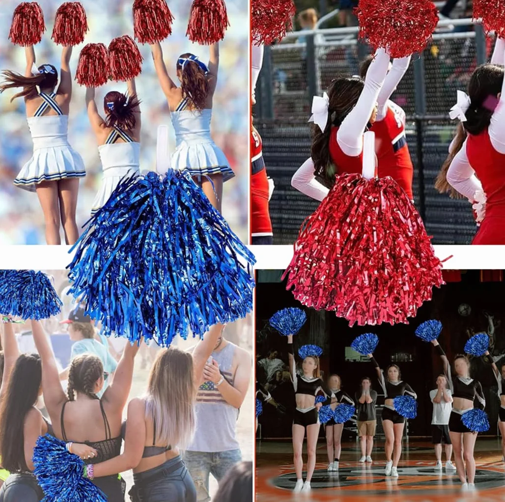 Pompon per Cheerleader Sport e Danza, Pompon a Sfera in Metallo 2 Pezzi